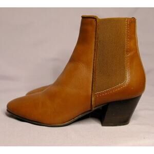 Aquaitalia Brown Leather Elastic Panel Chelsea Heel Ankle Boots